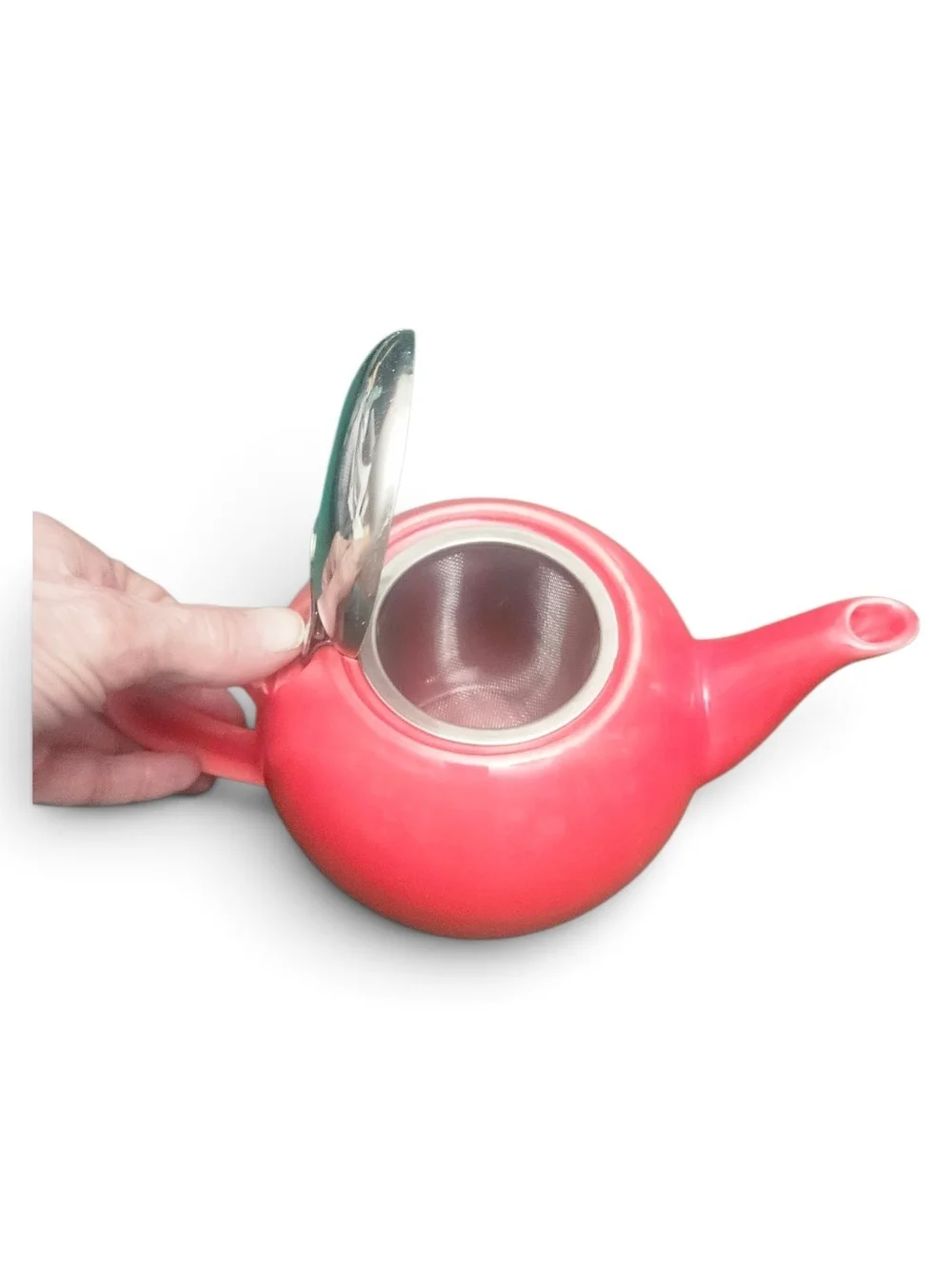 Certified International Teapot with Infuser 24 oz Red Ceramic